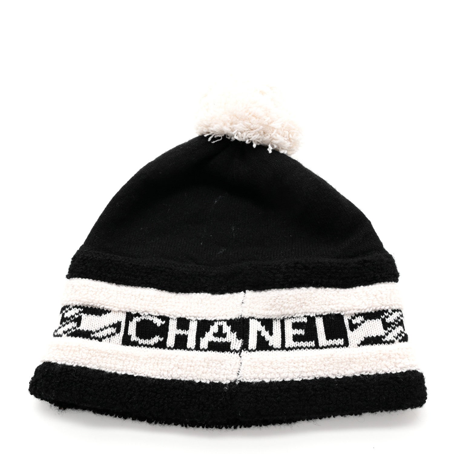 Chanel Cashmere CC Beanie Hat Ecru Black 3 of 7