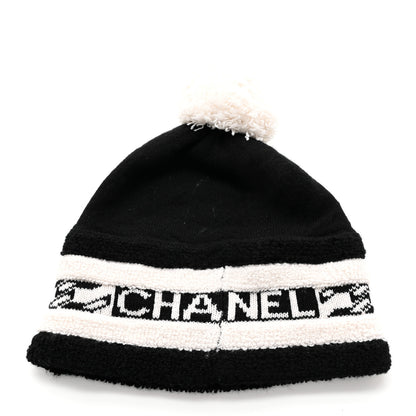 Chanel Cashmere CC Beanie Hat Ecru Black 3 of 7