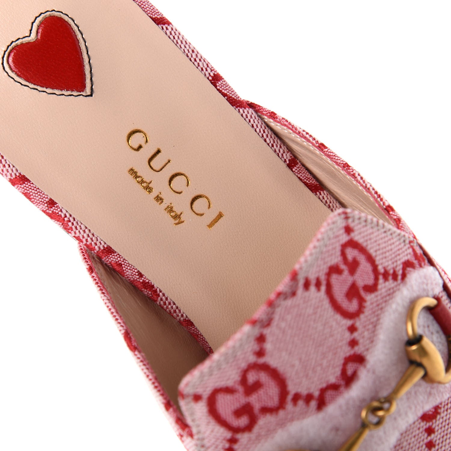 Gucci Canvas GG Monogram Horsebit Womens Princetown Slippers 35.5 Gardenia Hibiscus Red 8 of 11