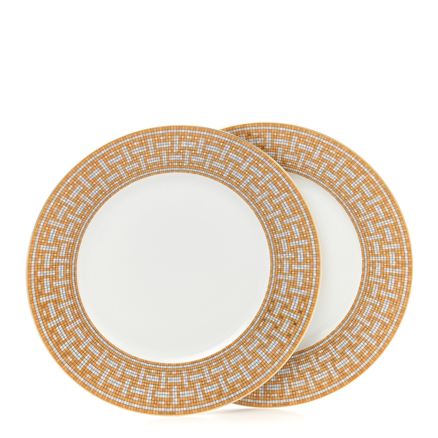 Hermes Porcelain Mosaique Au 24 Gold Dinner Plate Set of 2 2 of 7