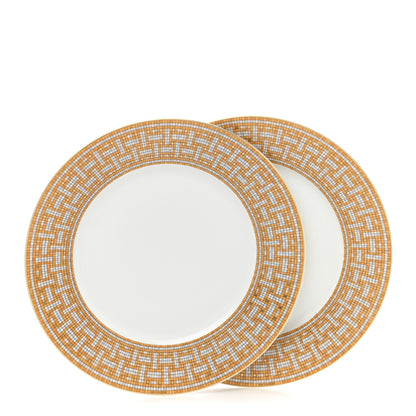 Hermes Porcelain Mosaique Au 24 Gold Dinner Plate Set of 2 2 of 7