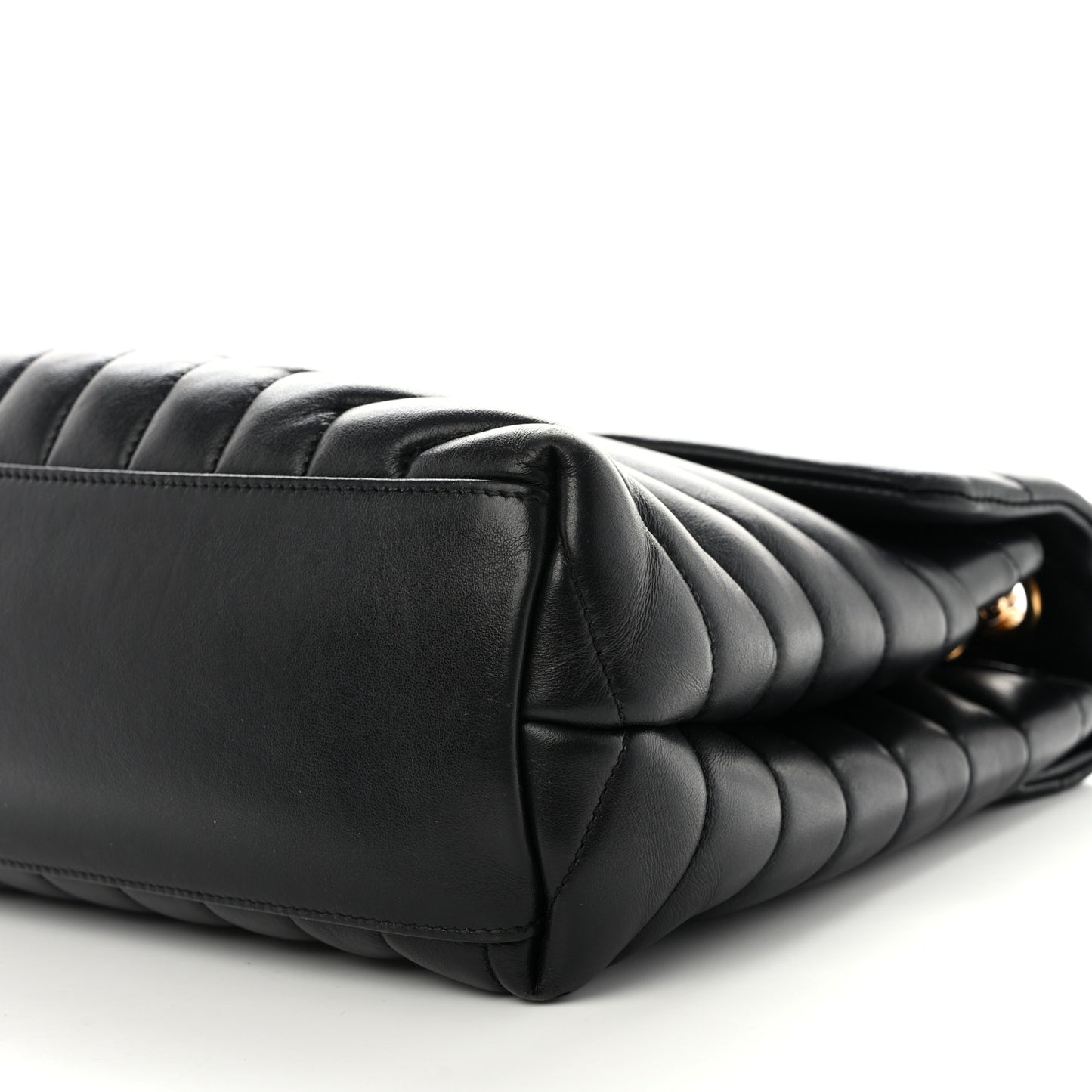 Calfskin Y Quilted Monogram Medium Loulou Chain Satchel Black