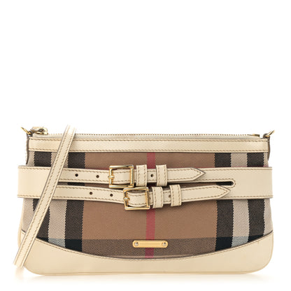 Burberry House Check Bridle Calfskin Peyton Crossbody White 1 of 12