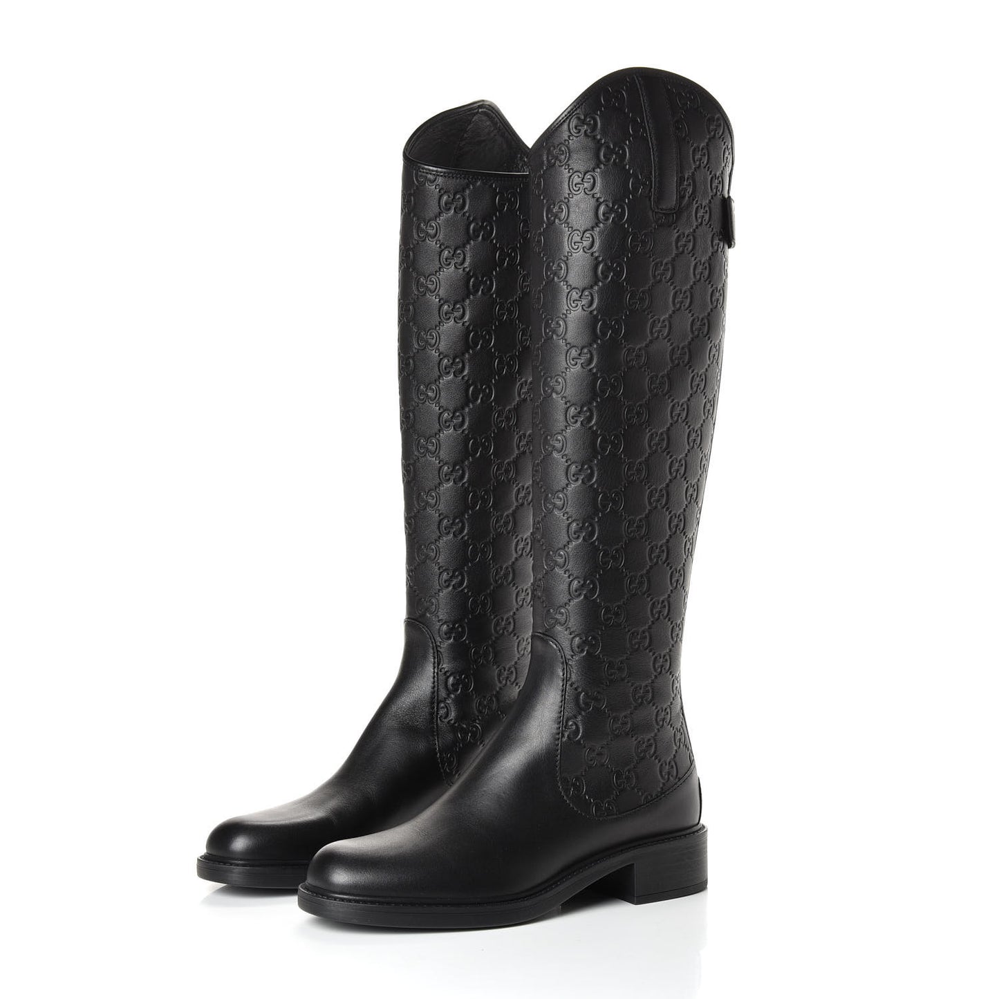 Guccissima Calfskin Miro Soft Knee High Riding Boots 36 Black