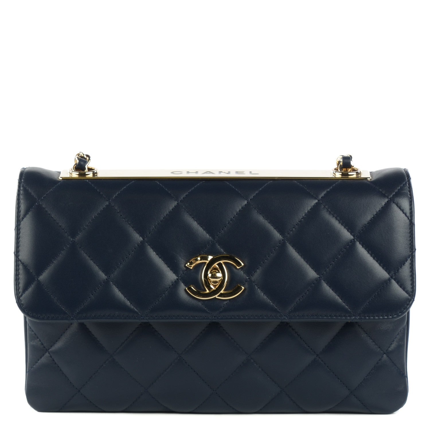 Chanel Lambskin Quilted Medium Trendy CC Flap Navy Blue 2 of 16