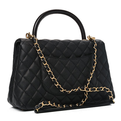 Chanel Caviar Lizard Embossed Quilted Small Coco Handle Flap Black 2 of 5
