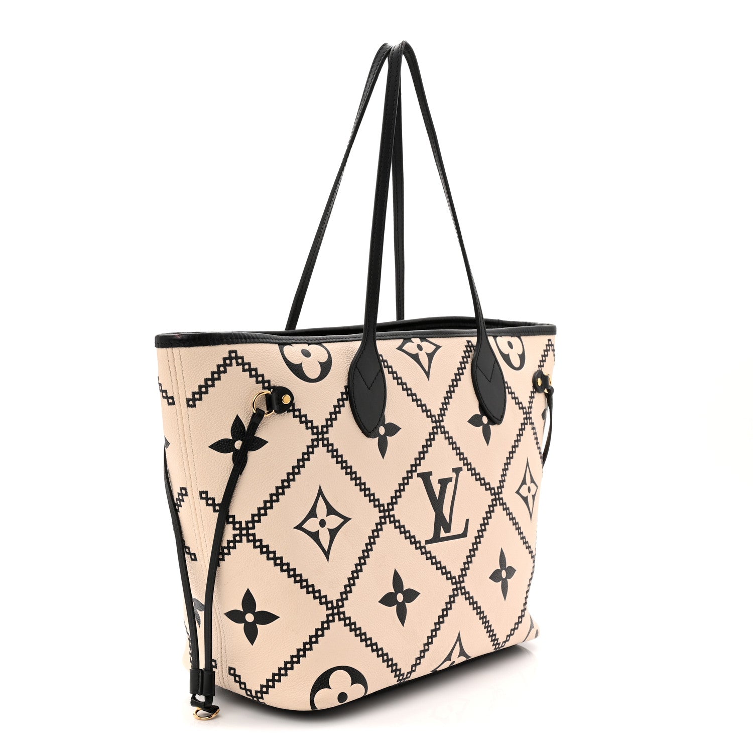 Louis Vuitton Empreinte Monogram Giant Broderies Neverfull MM Cream Black 3 of 12