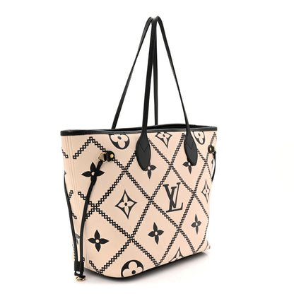 Louis Vuitton Empreinte Monogram Giant Broderies Neverfull MM Cream Black 3 of 12