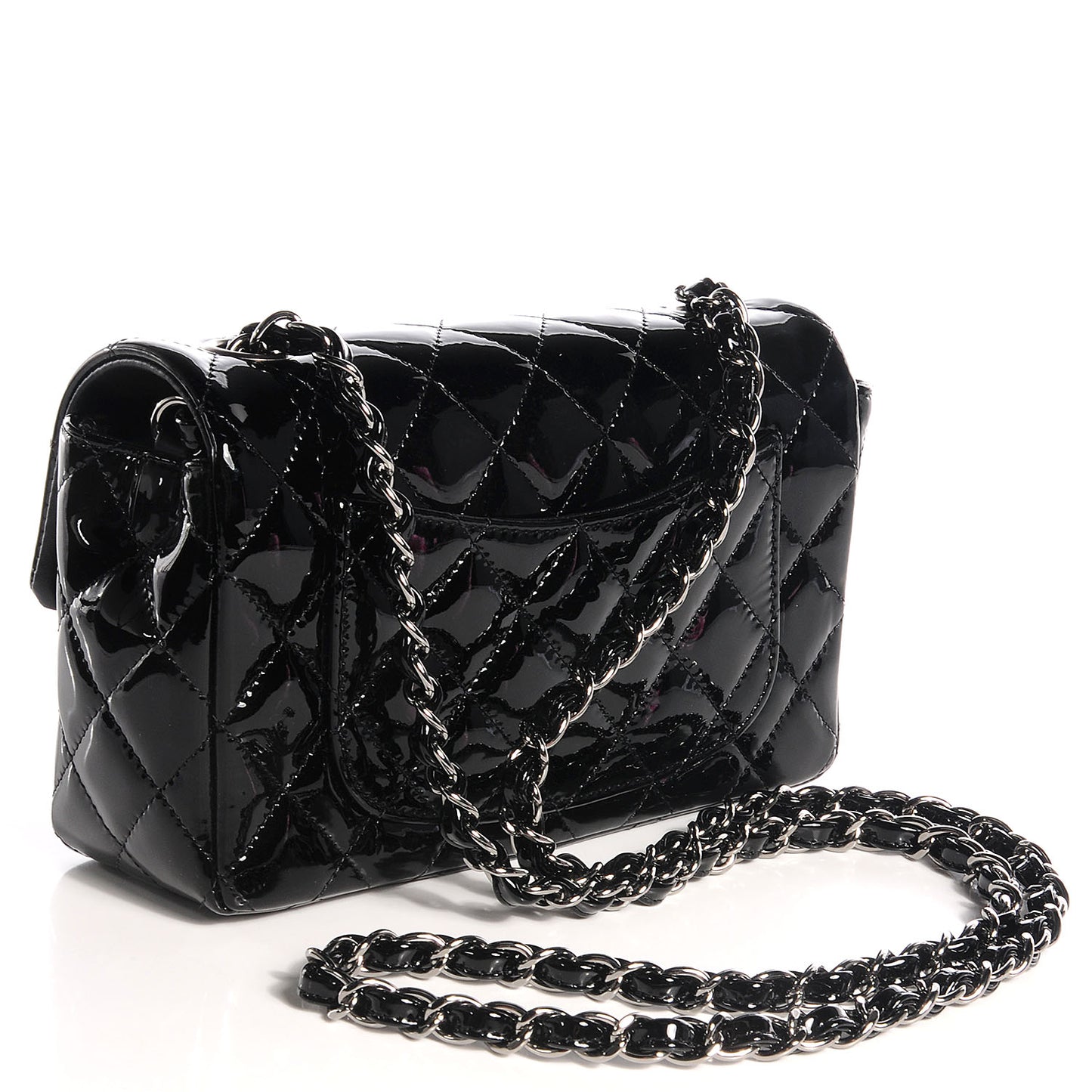 Patent Quilted Mini Flap Black