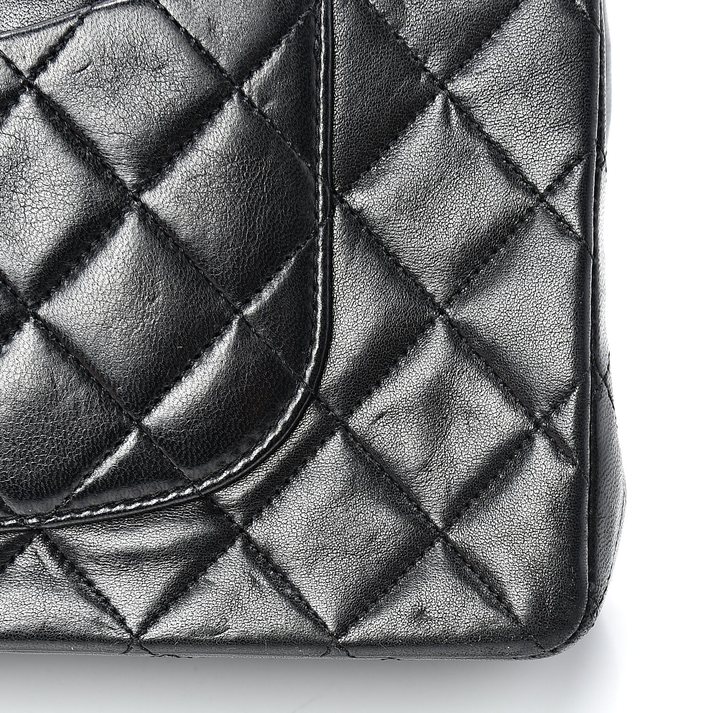 Lambskin Quilted Medium Double Flap Black