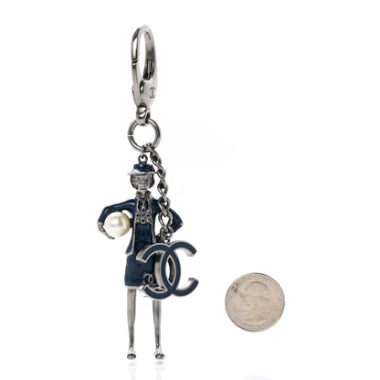 Chanel Enamel Pearl Coco Chanel Bag Charm Navy Silver 2 of 5
