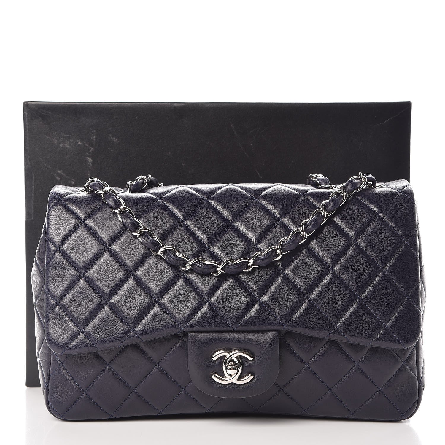 Chanel Lambskin Quilted Jumbo Single Flap Blue 8 of 8