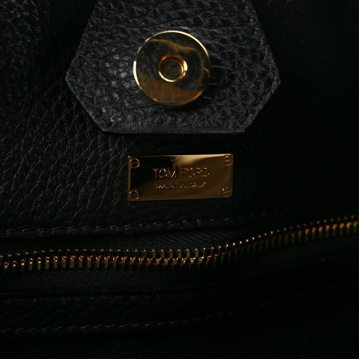 Grained Calfskin Alix Padlock Zip Tote Black