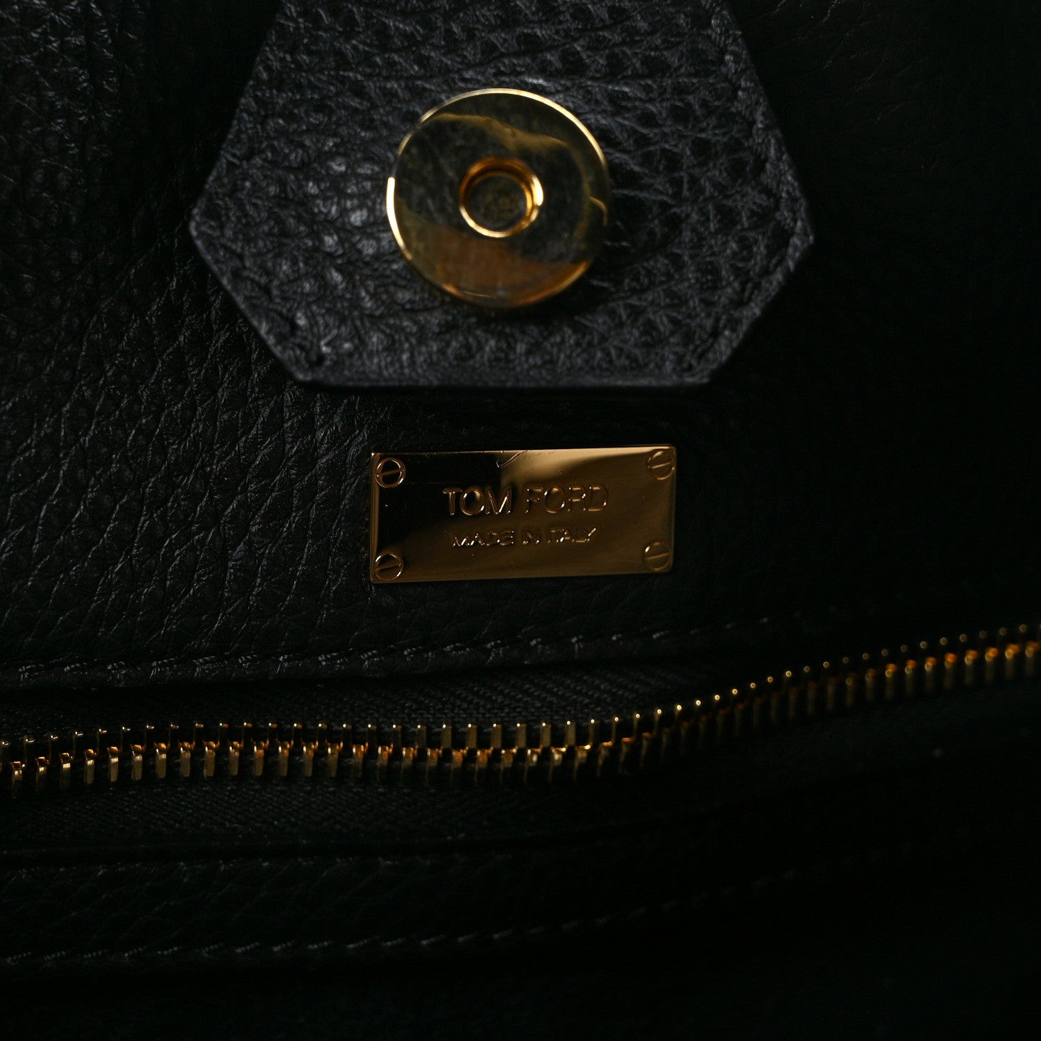 Tom Ford Grained Calfskin Alix Padlock Zip Tote Black 5 of 8