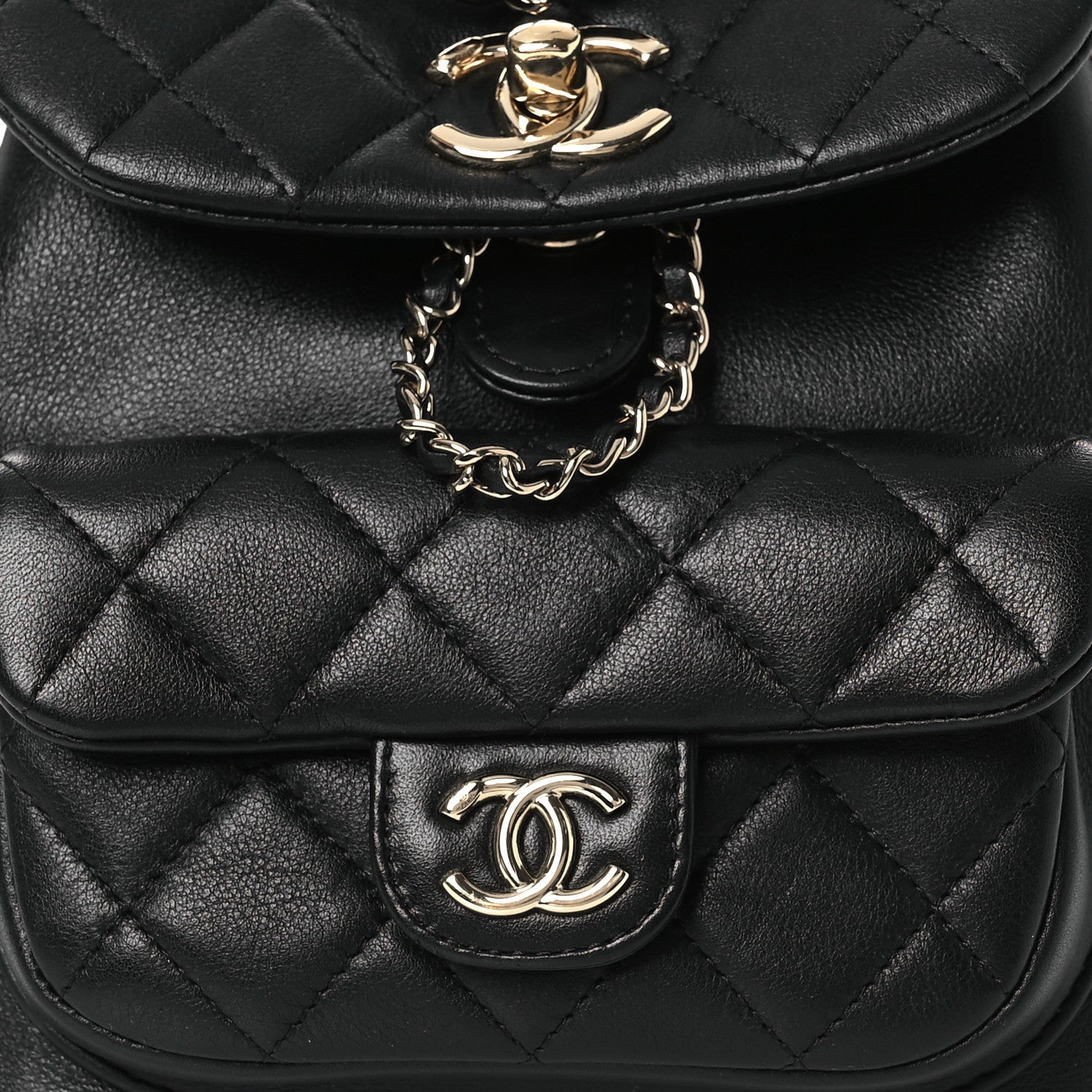 Chanel Lambskin Quilted Small Duma Drawstring Backpack Black 8 of 13