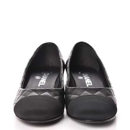 Chanel Aged Calfskin Grosgrain Quilted Cap Toe Pumps 35 Black 2 of 10