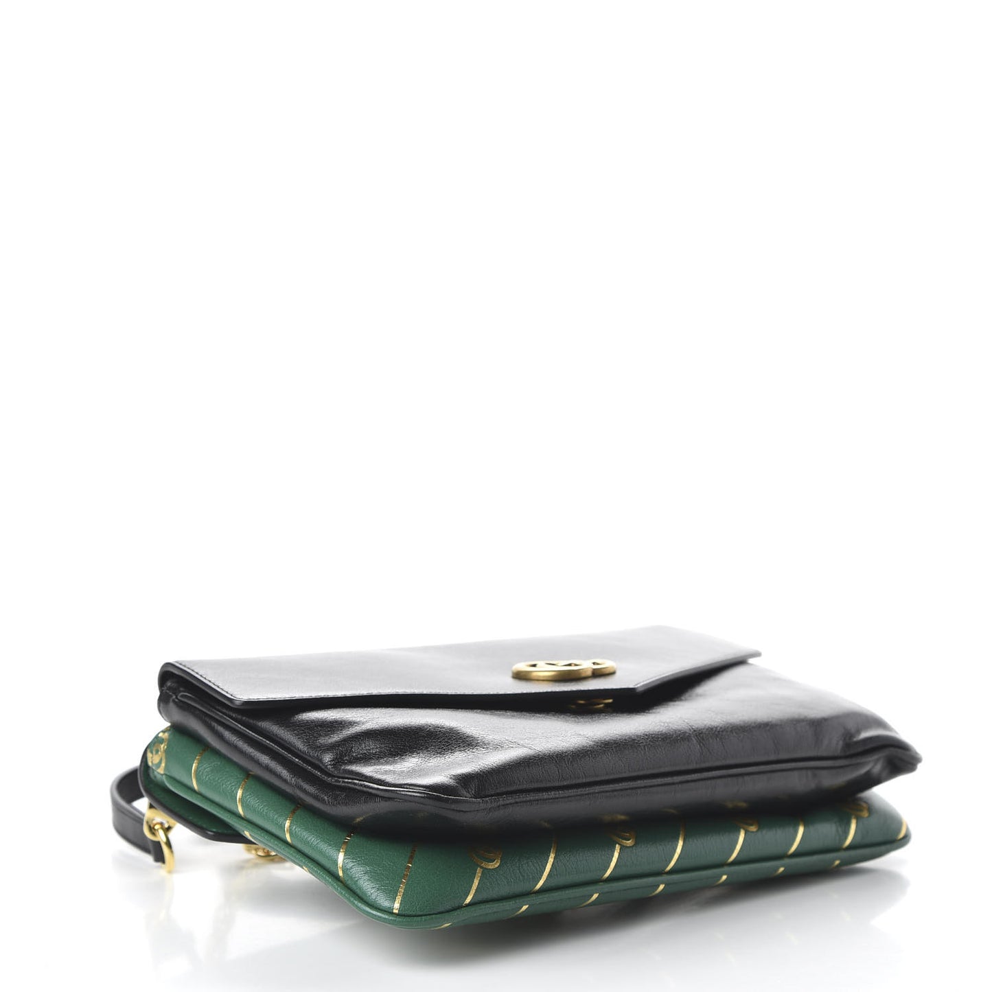 Calfskin Diagonal GG Medium Thiara Double Envelope Shoulder Bag Emerald Green Black