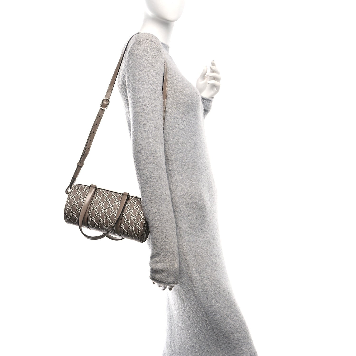 Gucci GG Shadow Monogram Ophidia Top Handle Bowler Bag Taupe 2 of 10