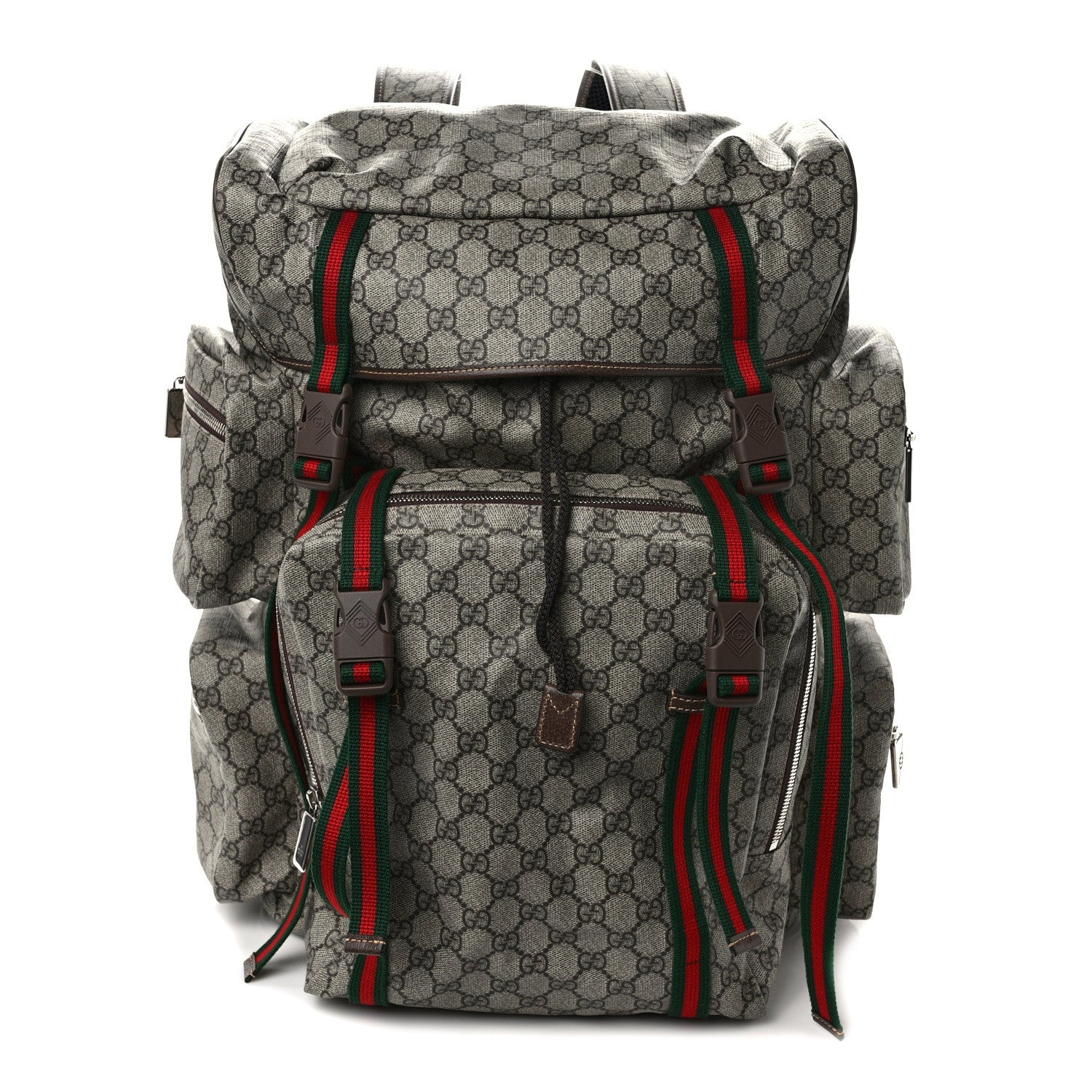 Gucci GG Supreme Web Large Backpack Beige New Acero 1 of 8