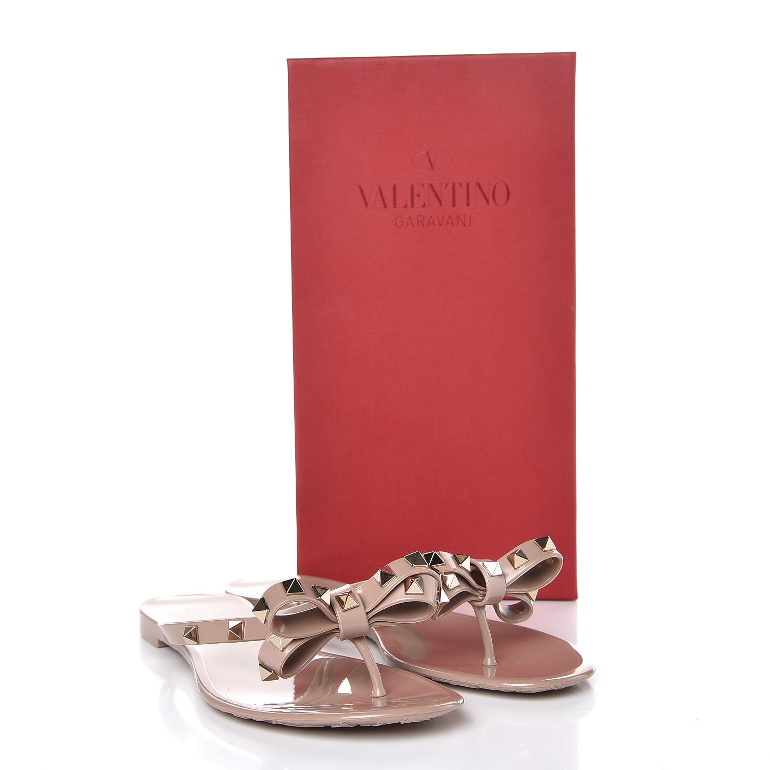 Valentino Garavani PVC Jelly Rockstud Bow Thong Sandals 38 Poudre 8 of 8