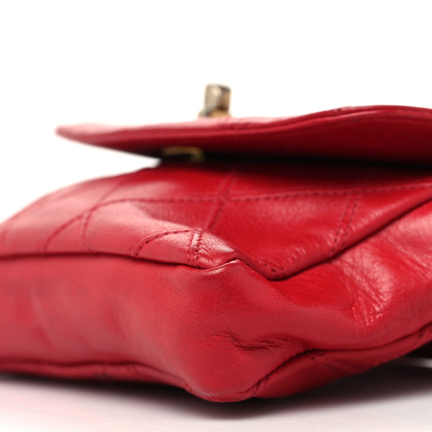Lambskin Diamond Stitched Turn Lock Flap Belt Bag 75 30 Red