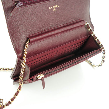 Chanel Caviar Quilted Boy Wallet On Chain WOC Dark Purple 5 of 8