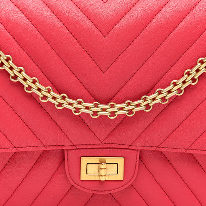 Chanel Sheepskin Chevron Quilted 2.55 Reissue 225 Flap Dark Pink 8 of 10