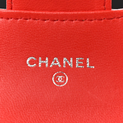 Chanel Lambskin Quilted Flap Card Holder Wallet Red 6 of 10