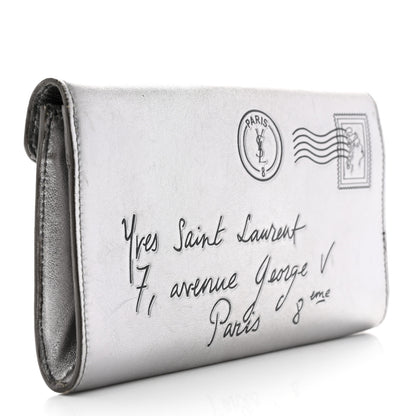 Saint Laurent Metallic Calfskin Y-Mail Clutch Silver 3 of 22