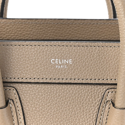 Celine Drummed Calfskin Nano Luggage Dune 8 of 10