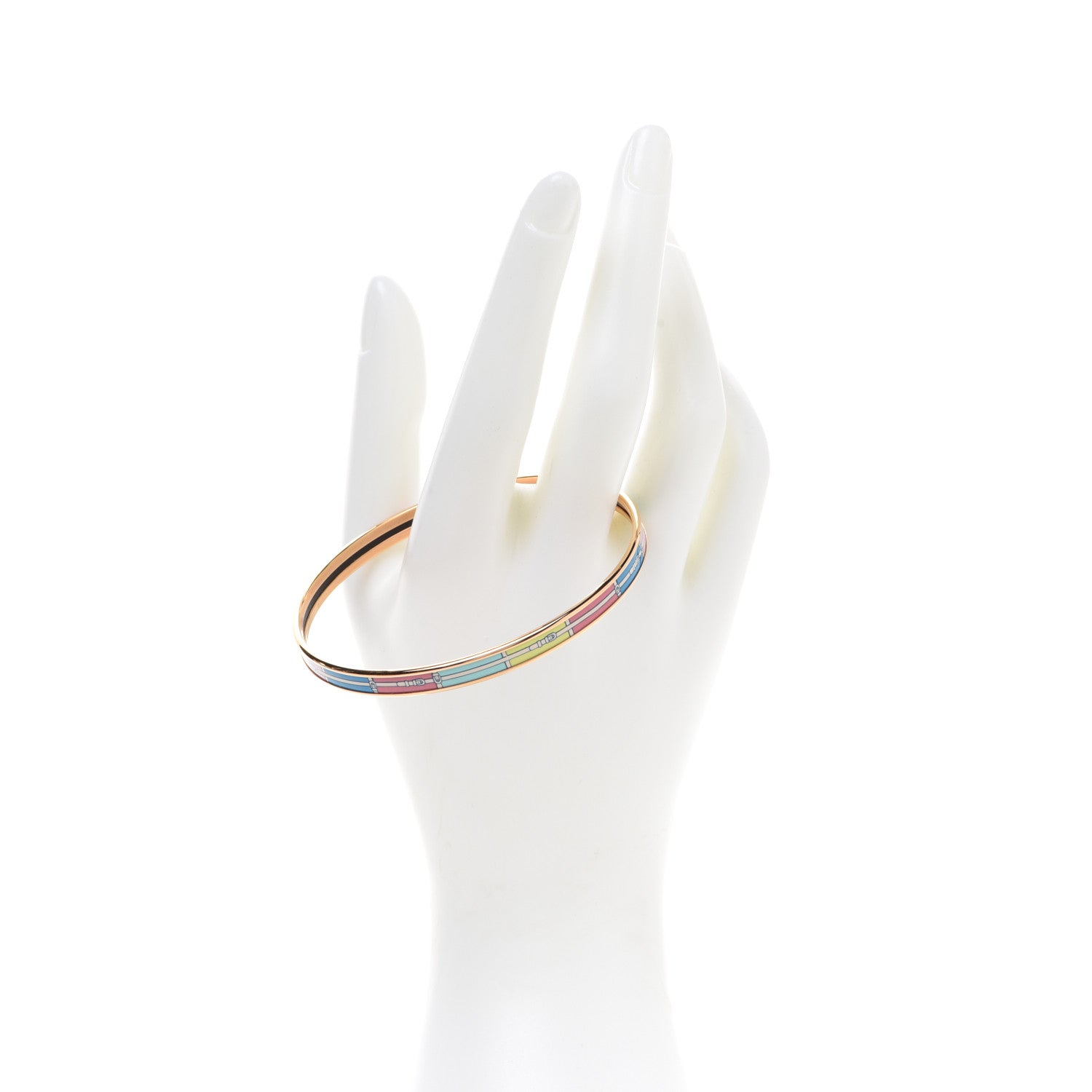 Hermes Enamel Printed Couvertures Et Tenues De Jour Narrow Bracelet 70 2 of 6
