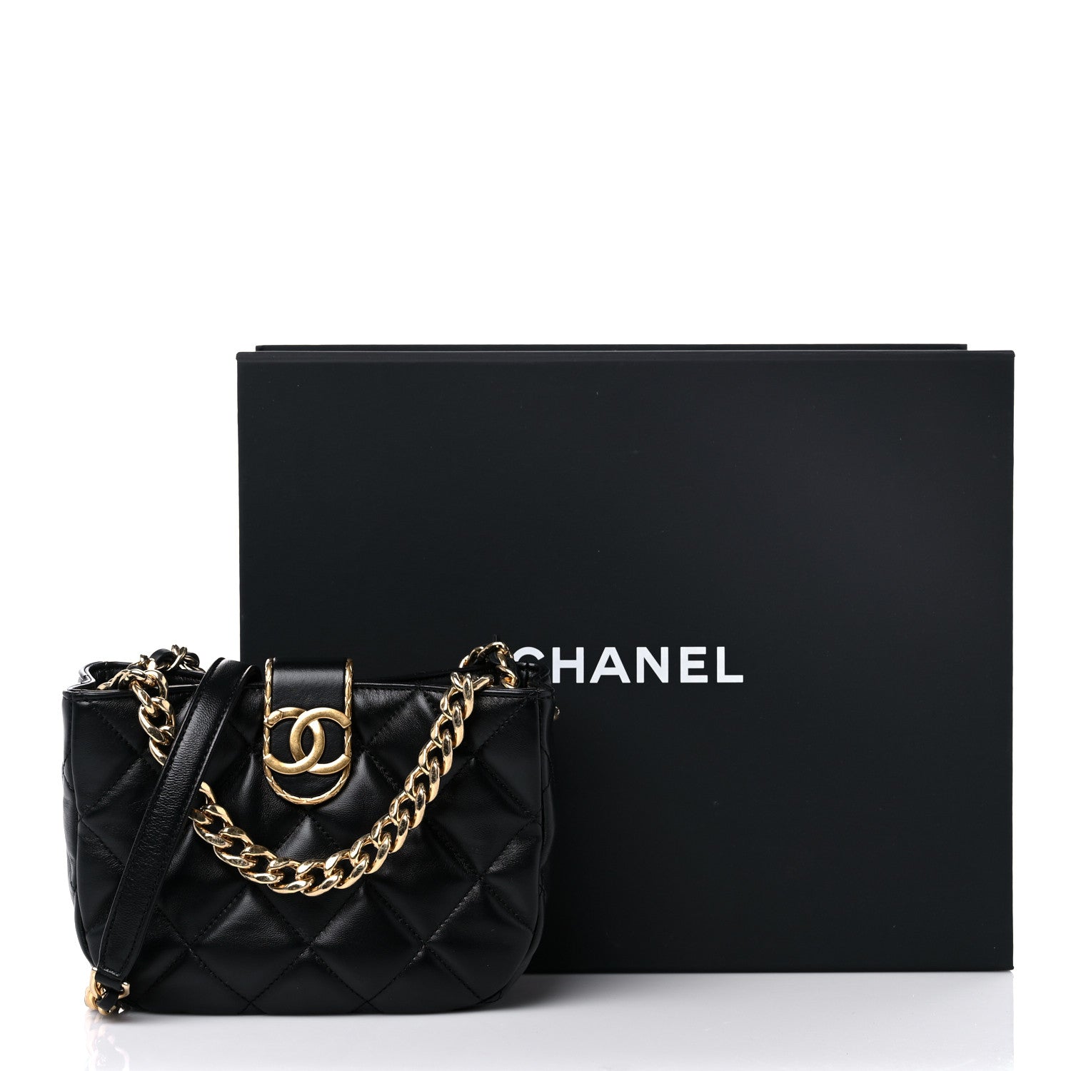 Chanel Lambskin Quilted Small Chain Hobo Black 11 of 11