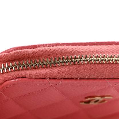 Chanel Metallic Caviar Quilted Zip Coin Purse Pink 9 of 10