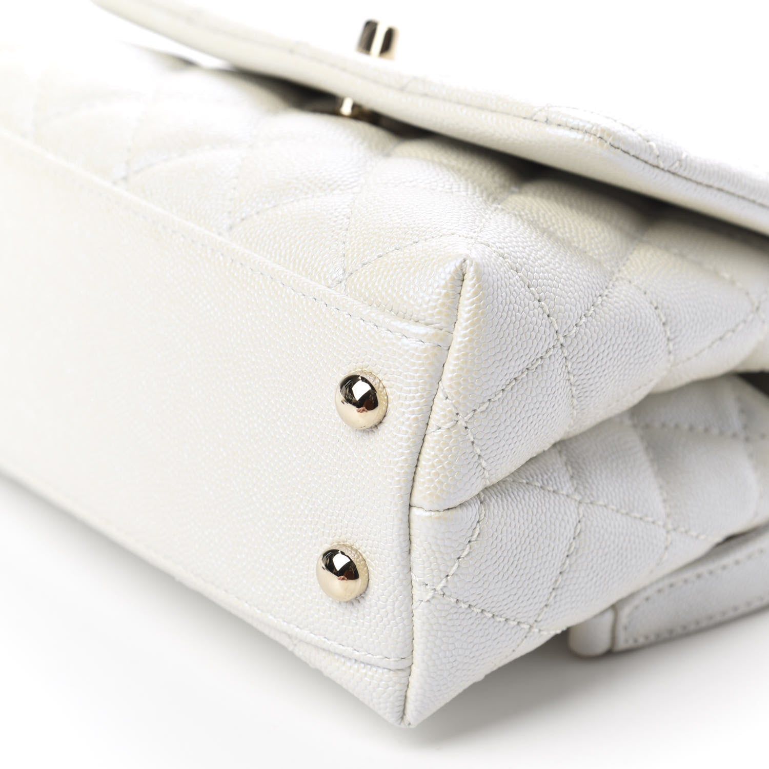 Chanel Iridescent Caviar Quilted Extra Mini Coco Handle Flap Ivory 7 of 10