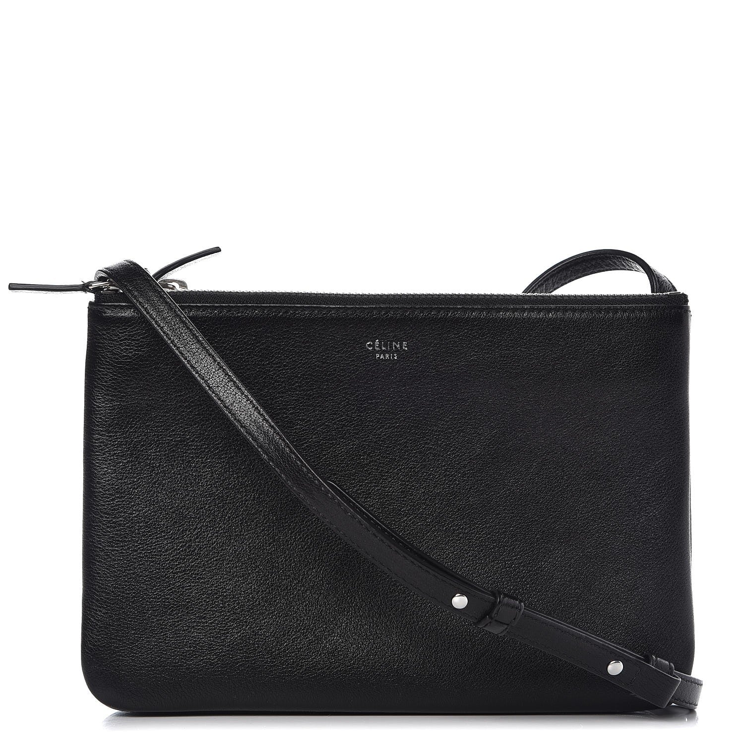 Celine Lambskin Small Trio Crossbody Bag Black 1 of 11