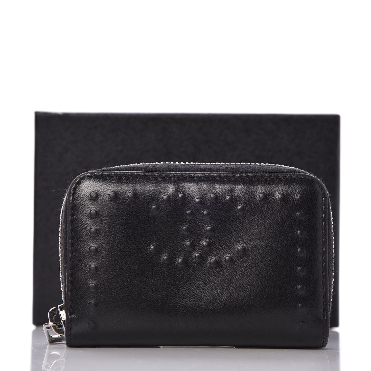 Chanel Lambskin Embossed CC Zip Around Coin Purse Wallet Black 8 of 8
