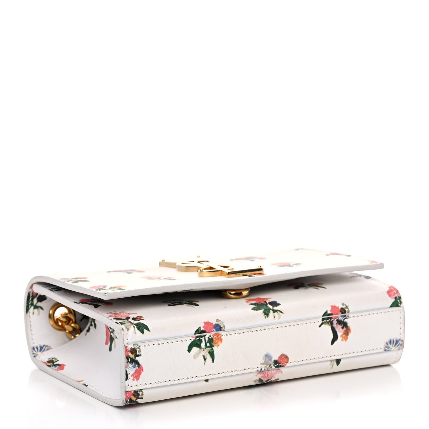 Saint Laurent Calfskin Prairie Flower Printed Small Classic Monogram Kate Satchel White 3 of 13