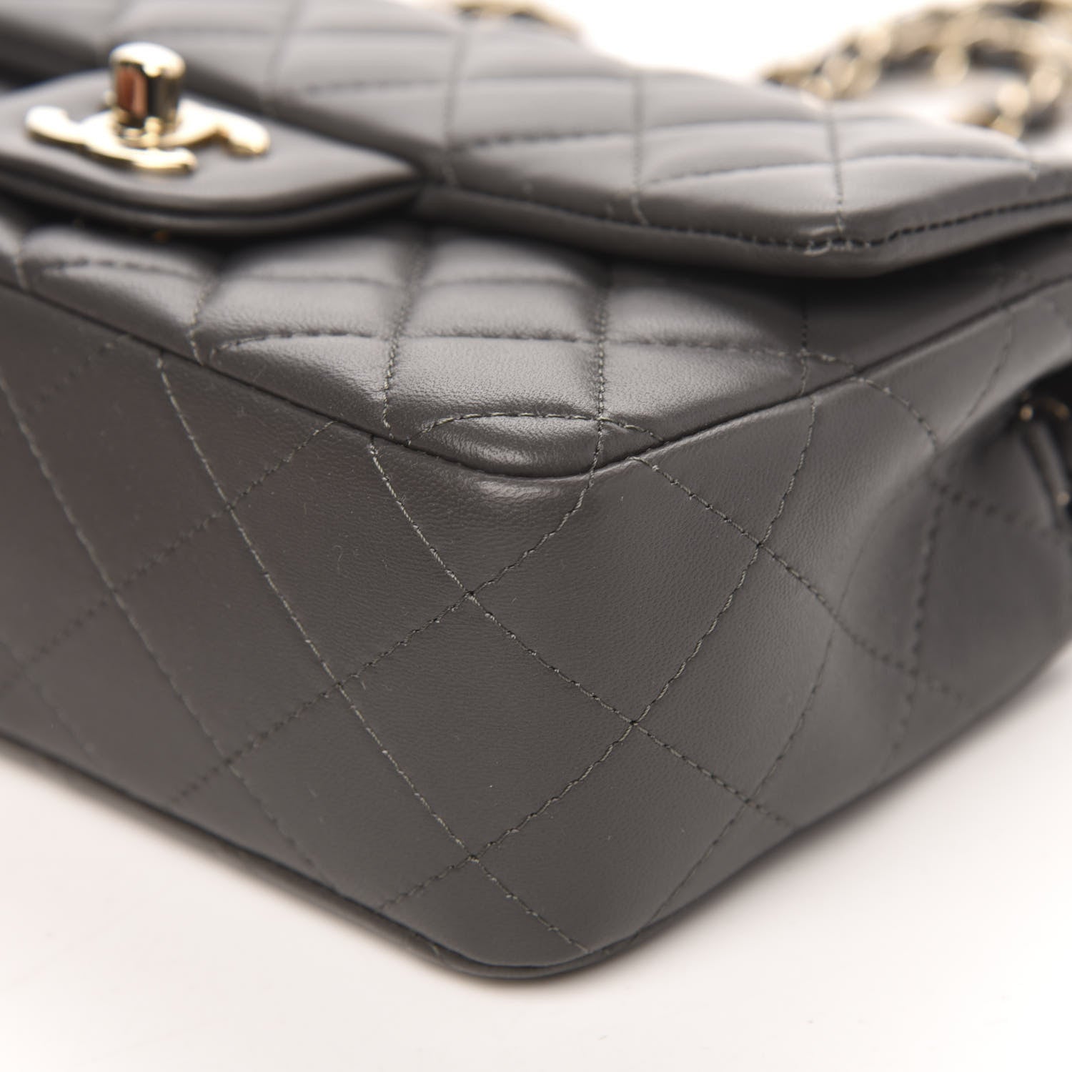 Chanel Lambskin Quilted Mini Rectangular Flap Grey 9 of 11
