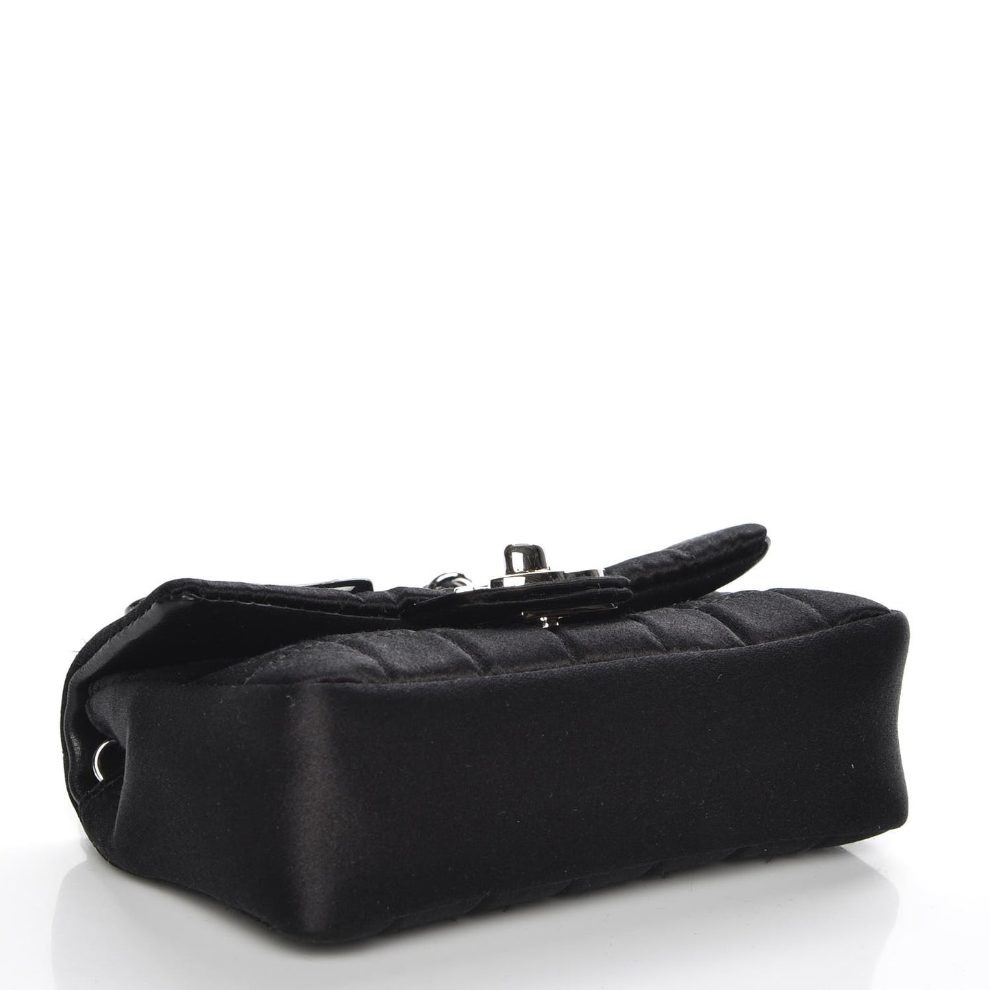 Satin Square Quilted Lipstick Charm Mini Flap Black