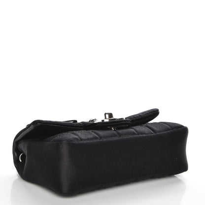 Chanel Satin Square Quilted Lipstick Charm Mini Flap Black 4 of 7