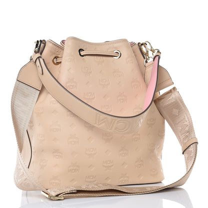 MCM Calfskin Ottomar Monogram Essential Bucket New Beige 4 of 13