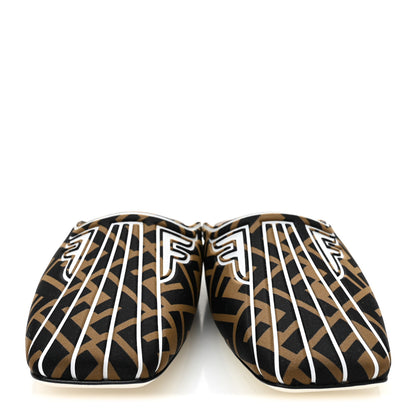 Fendi Lycra Film FF FFreedom Flat Mules 38.5 Tobacco Moro White 2 of 8