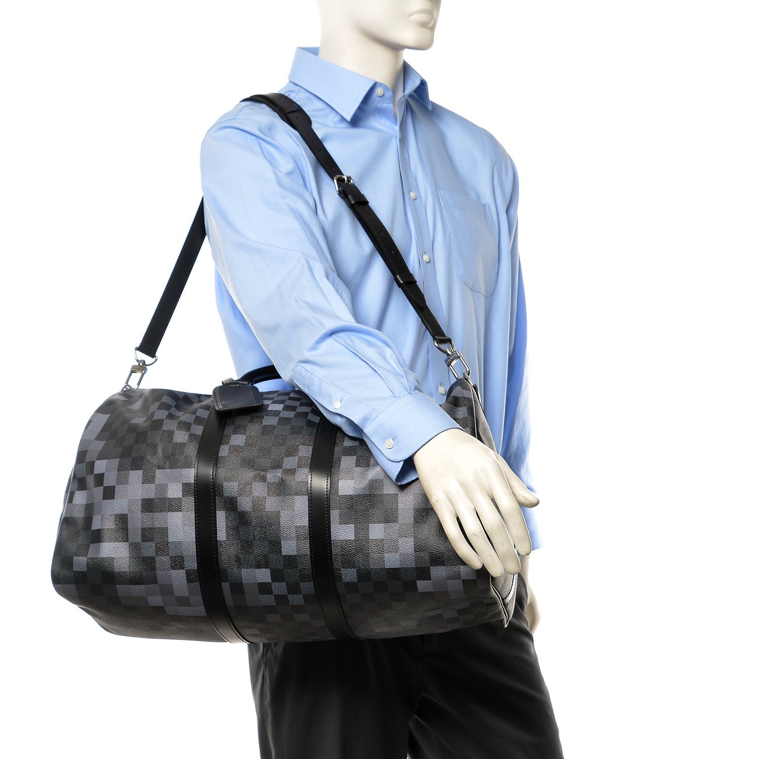 Louis Vuitton Damier Graphite Pixel Keepall Bandouliere 50 Gris 2 of 11