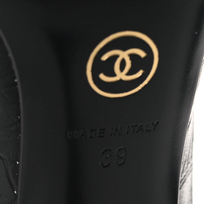 Chanel Crocodile Embossed Crumpled Patent Cap Toe Pumps 39 Black 7 of 10