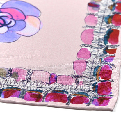 Chanel Silk CC Camellia Square Scarf Pink Multicolor 3 of 5