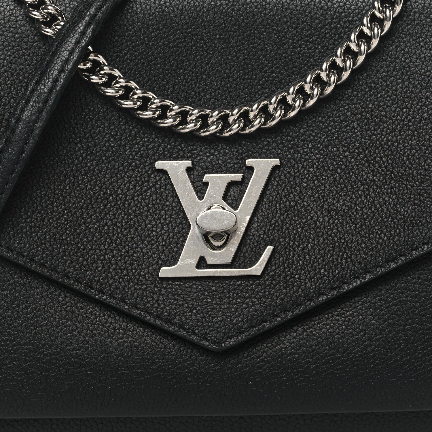 Louis Vuitton Soft Calfskin Mylockme Chain Bag BB Black 7 of 12