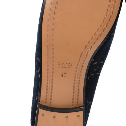 Gucci Velvet GG Monogram Horsebit Womens Jordaan Loafers 42 Blue Beige 6 of 9