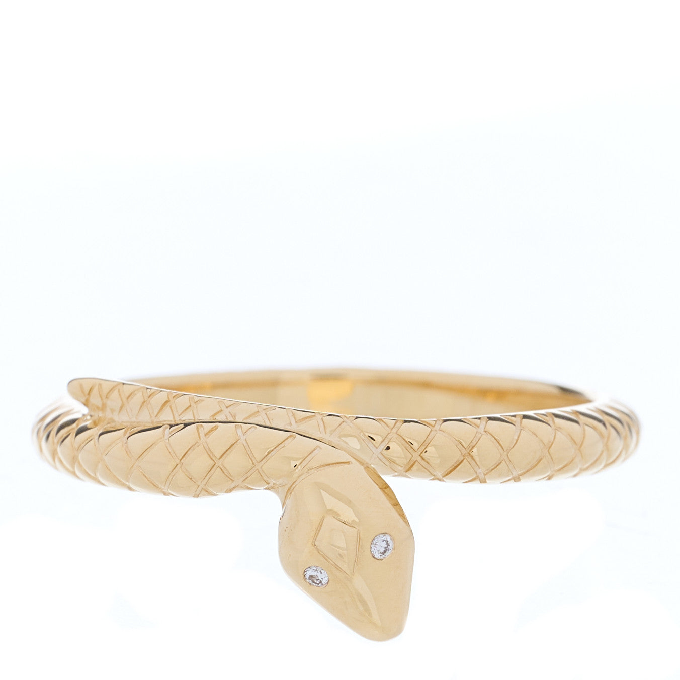 18K Yellow Gold Diamond Snake Wholeness Bookend Band Ring 59 8.75