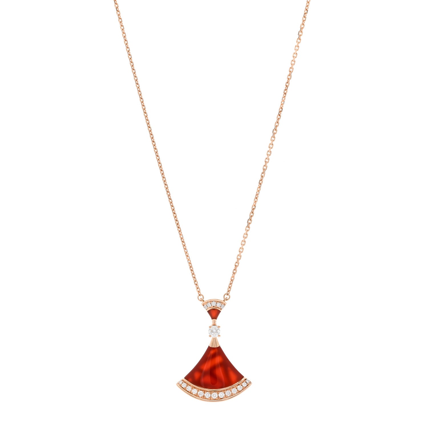 Bulgari 18K Rose Gold Diamond Carnelian Large Divas' Dream Pendant Necklace 1 of 4