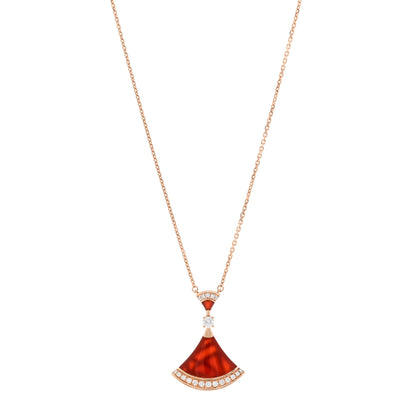 Bulgari 18K Rose Gold Diamond Carnelian Large Divas' Dream Pendant Necklace 1 of 4